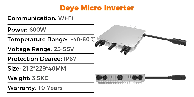 Deye Sun-M60g3-EU-Q0 600W 800W 1000W Micro Inverter for Home Solar Energy System