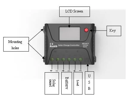 LCD 12/24V 10A PWM Solar Charge Controller (QWP-SR-HP2410A)