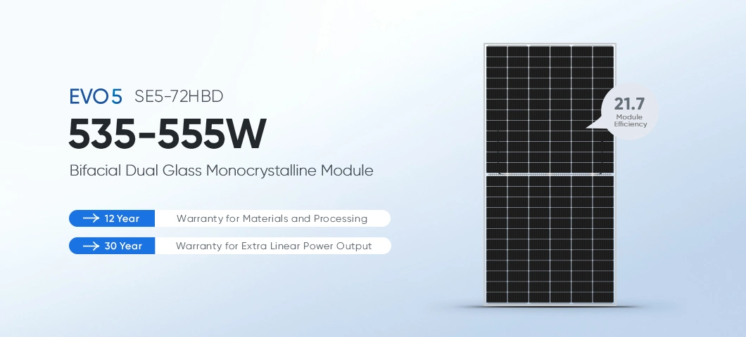 Sunevo Bifacial Double Glass Monocrystalline 535W 540W 545W 550W 555W Solar Module