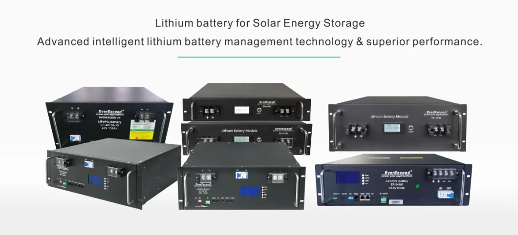 IEC and UL Approved Rechargeable LiFePO4 Lithium Ion 48V 100ah Solar Battery Lithium Ion Battery for Solar Energy Systems