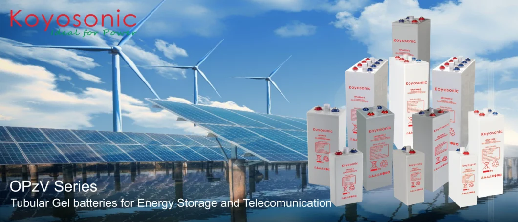 Koyosonic 2V 1200ah 1500ah 2000ah 2500ah 3000ah Solar Storage Gel Opzv Battery for Solar Wind Trolly Power-Station UPS Opzs Vp